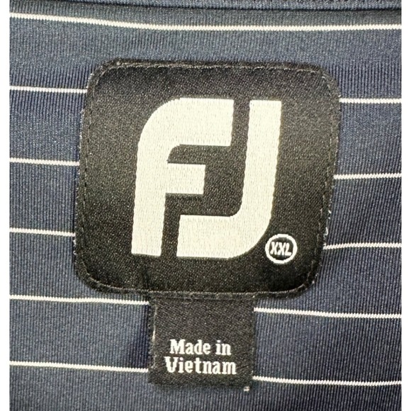 FootJoy FJ Shirt Polo Golf Mens 2XL Blue Pintripes Rugby Stretch Short Sleeve - Picture 4 of 9